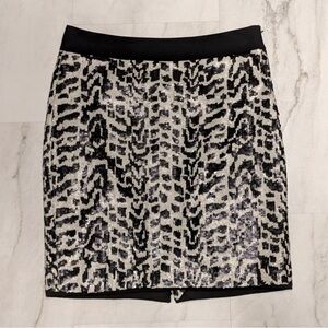 The Limited Black & White Animal Print Sequin Pencil Skirt Size 8